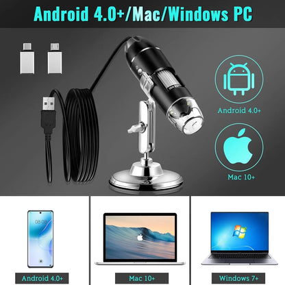 1600X USB Microscope 1080P HD Soldering Microscope with 8LEDs Compatible with Android, Mac, Windows (X4)
