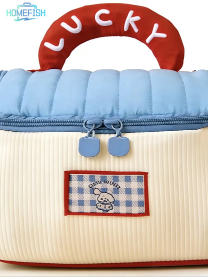 HOMEFISH Cute Cartoon Pattern Portable Travel Cosmetic Bag with Niche Design for Organization And Storage