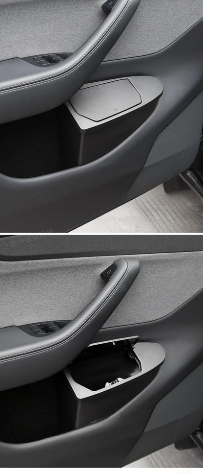 Front Door Storage Trash Can for Tesla Model Y Juniper 2025 Car Door Storage Box Multi Functional Storage Box Car Accessories