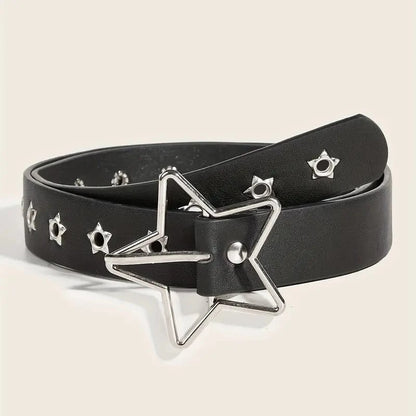 Fashion Punk style star buckle decorative belt with multiple holes small star shaped eyes multifunctional Jeans belt For Women