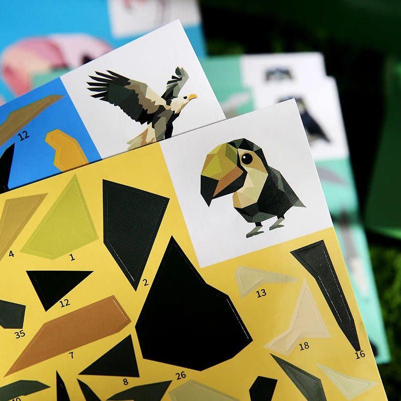 Mr Paper 12pcs/bag Sticker Book Students' Handmade 3D Geometric Collage DIY Stickers Early Educational Stickers For Journal