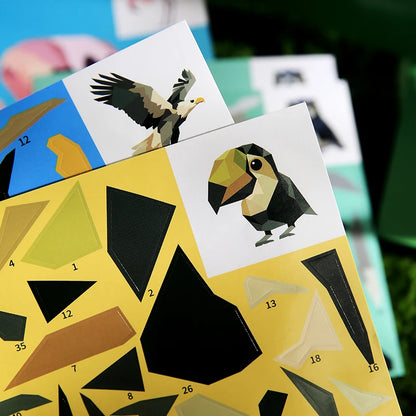 Mr Paper 12pcs/bag Sticker Book Students' Handmade 3D Geometric Collage DIY Stickers Early Educational Stickers For Journal