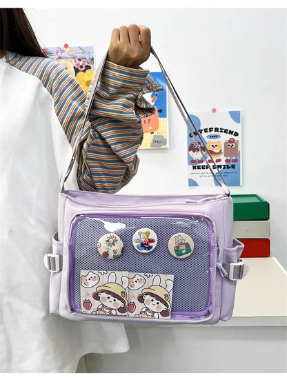 College Style Crossbody Bag with Large Capacity for Class Book Carrying Mailman Bag for Girls Casual Shoulder Crossbody Bag