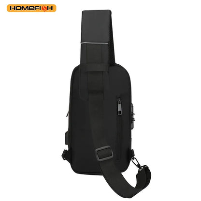 Homefish New Men's Anti Theft Chest Pack with USB Charging for Short Distance School Gym