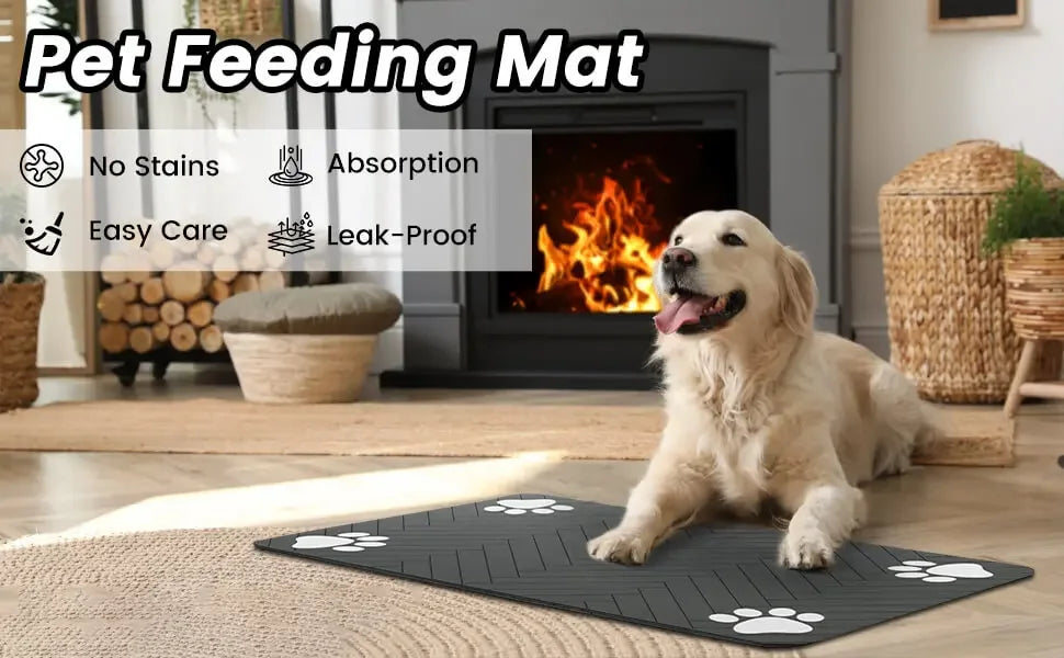 Pet Feeding Mat-Absorbent Pet Placemat for Food and Water Bowl with Waterproof Rubber Backing Quick Dry Water Mat for Dog Cat