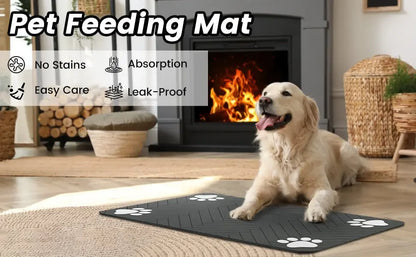 Pet Feeding Mat-Absorbent Pet Placemat for Food and Water Bowl with Waterproof Rubber Backing Quick Dry Water Mat for Dog Cat