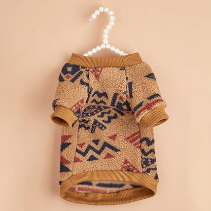 Totems Print Puppy Dog Sweater for Small Dogs Winter Warm Pet Hoodie Clothes Poodle Schnauzer Bichon Pullovers mascotas Clothing