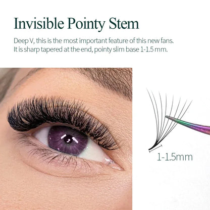 SONG LASHE 3D-5D 07/10 Thickness Narrow  Pointy Base Loose Fans Thin Stem Volume Lash Cluster Professional Eyelash Extensions