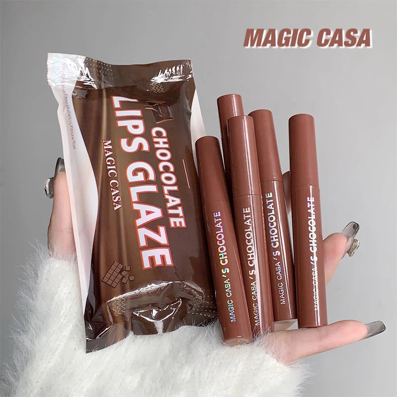 Chocolate five lip glaze set Mist matte lipstick girl student