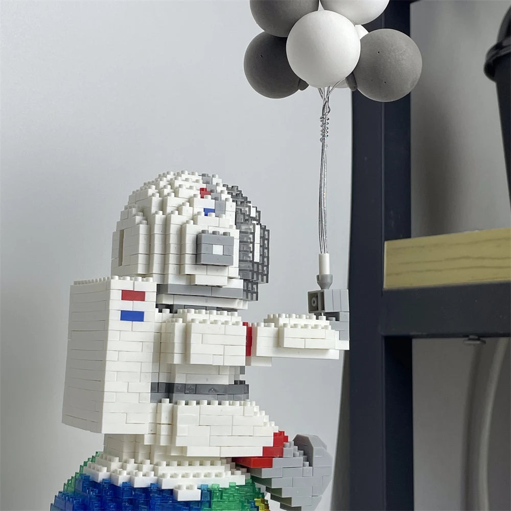 Astronaut Series Micro Mini Building Blocks with LED Lights, Enhances Desk Aesthetics, Pen Holder Assemble Brilliance the Cosmos