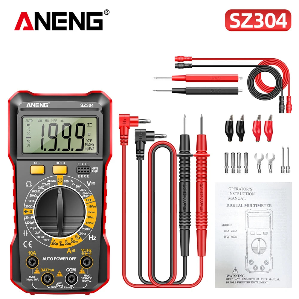 ANENG SZ304 Digital 2000 Counts Multimetes AC/DC Votage Current Resistance Ohm NCV High Precision Professional Multimetro Tester