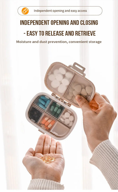 8 Grids Organizer Container For Tablets Travel Pill Box With Seal Ring Small Box For Tablets Wheat Straw Container For Medicines