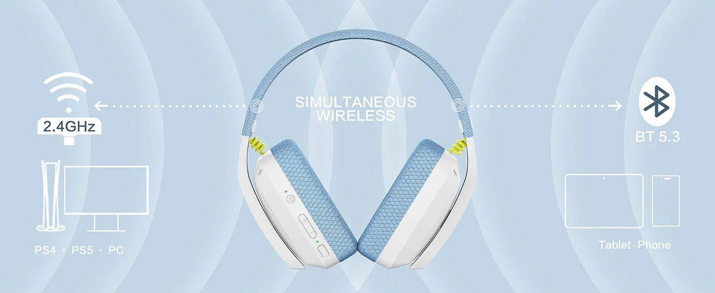 BINNUNE BW06 Bluetooth Headsets Gamer with Mic Wireless 2.4GHz Gaming Headphones with Microphone for PS5 PS4 PC Mac Playstation