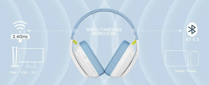 BINNUNE BW06 Bluetooth Headsets Gamer with Mic Wireless 2.4GHz Gaming Headphones with Microphone for PS5 PS4 PC Mac Playstation