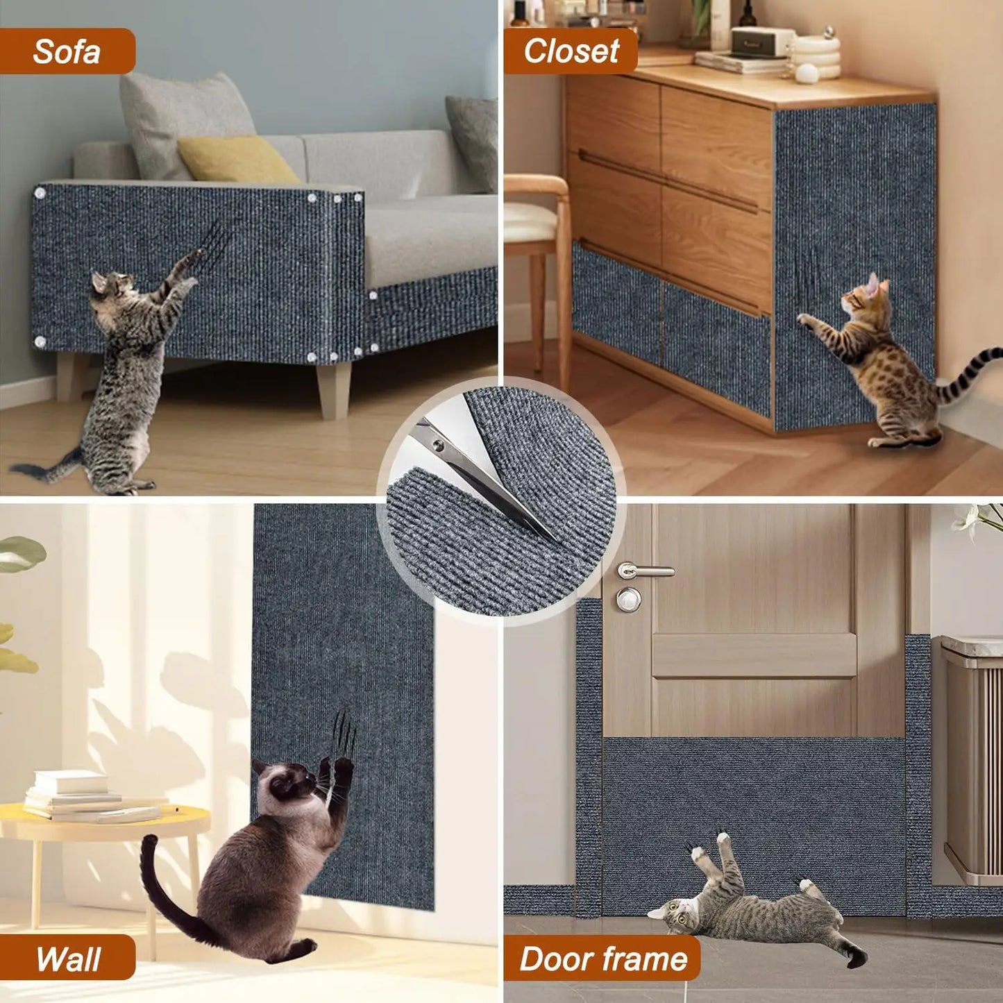 7 Colors Cat Scratcher Sofa Protector Cats Scratcher Pad Board Protection Trimmable Self-adhesive Carpet DIY Cat Scratch Mat