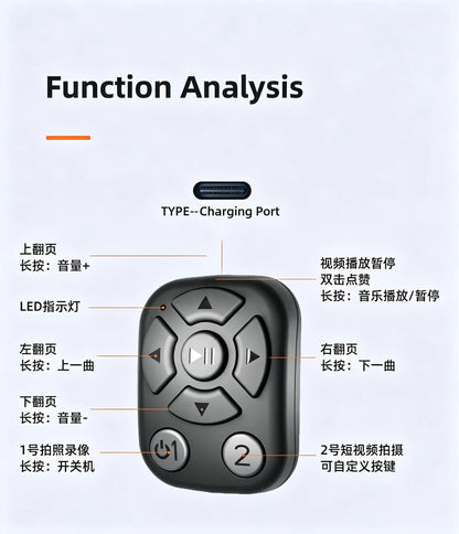 Bluetooth Scrolling Ring Wireless Remote Control, Short Video Page Turner Camera Shutter Controller, Universal Mobile Phone Tabl