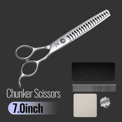 Fenice 6//6.5/7/7.5 Inch Professional Pet Dogs Grooming Scissors Set Straight&Curved &Thinner&Chunker Shear Scissors