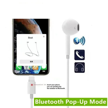 Original Headphones For Apple iPhone 16 15 14 13 11 12 Pro Max Plus In-ear Lightning 3.5MM Wired Bluetooth Earphones Accessories