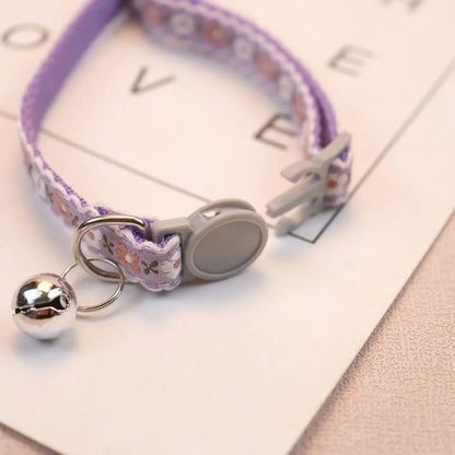 Hand Knitting Flower Pet Collar With Bell Colorful Retro Style Cat Collar Adjustable Safety Necklace For Puppy Cat Accessories