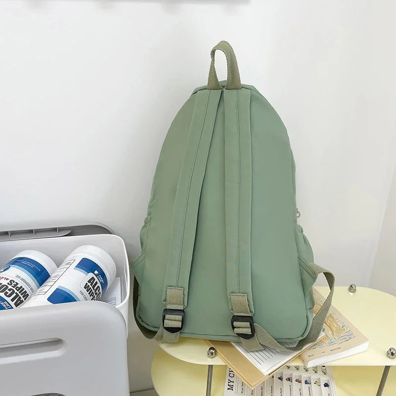 Lightweight Solid Color Backpack for High School Students Multifunctional Casual Bag School Travel Daily Use Simple Design