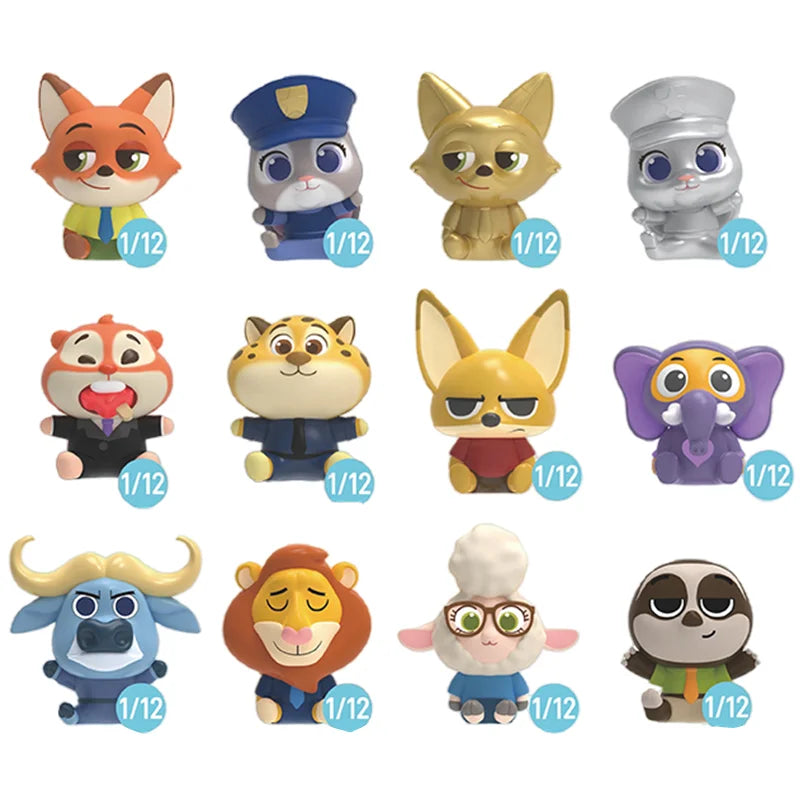 JANDOOM Disney Zootopia Judy Hopps Nick Wilde Bogo Clawhauser Anime Figur Model Rice Grain Doll Blind Box Toys Birthday Gifts