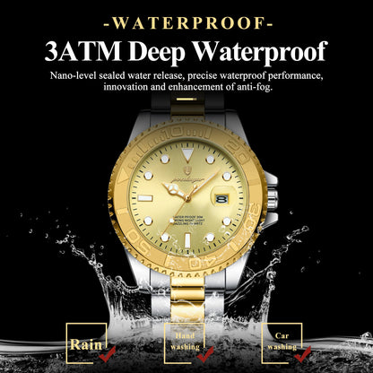 POEDAGAR Original Luxury Man Wristwatch Waterproof Luminous Date Men Watch Stainless Steel Fashion Business Men's Quartz Watches