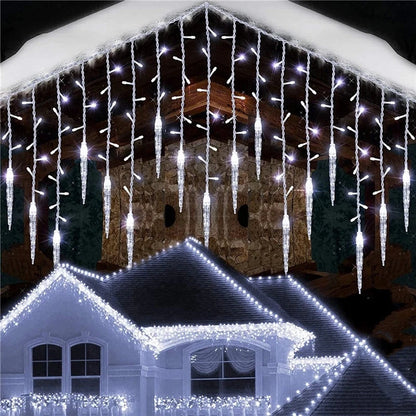 Christmas Garland LED Icicle Curtain String Lights Droop Outdoor Garden Street Wedding Decorative lighting Steady on
