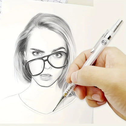 Transparent Mechanical Pencils 0.5 0.7 0.9mm with Lead 2B 60mm Art Drawing Automatic Pencil Replaceable Refills with 2 Tubes