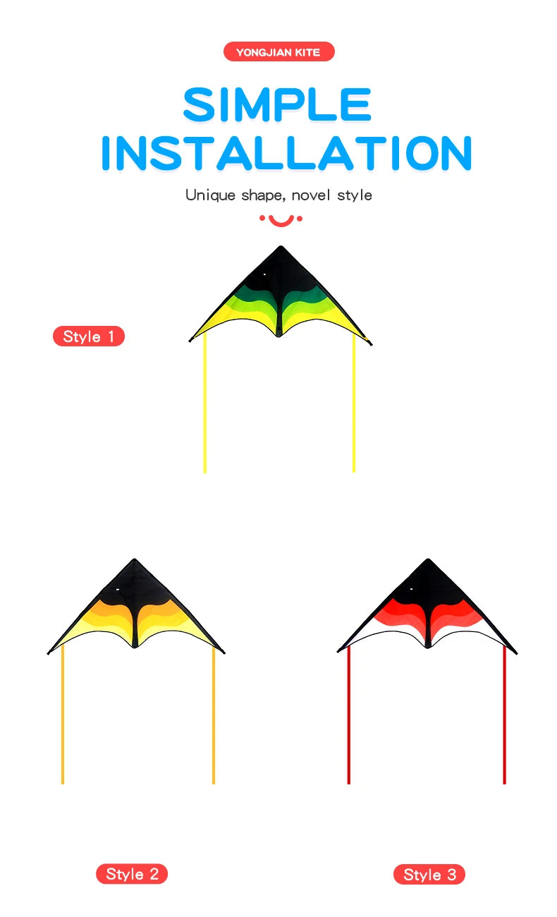YongJian Large Beach Delta Kite for Adults  Extremely Easy to Fly for Beginners Comes with 100m String Kite Handle