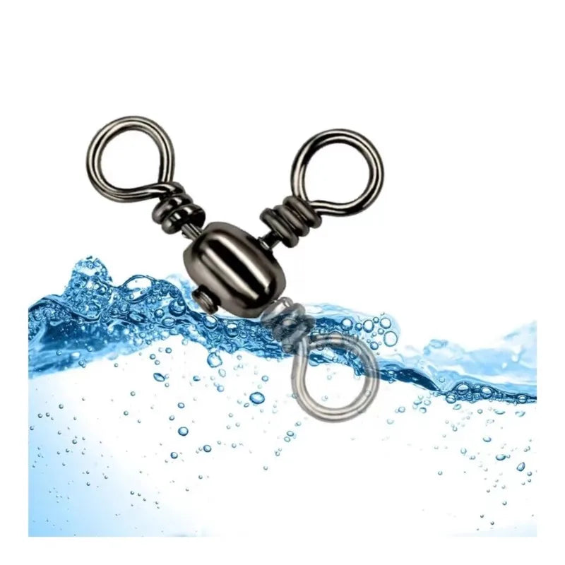50PCS/Bag  Black Nickel Plating Three-Prong Connector T-Swivel Sub-Line Splitter Outdoor Fishing Bazi Ring Fishing Accessories