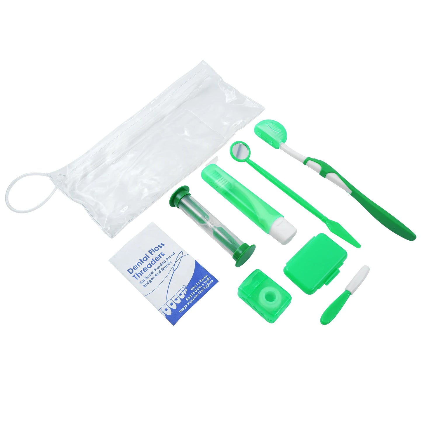 Travel Orthodontic Oral Care Kit Foldable Toothbrush Interdental Brush Dental Floss Ortho Wax Oral Cleaning Teeth Whitening Tool