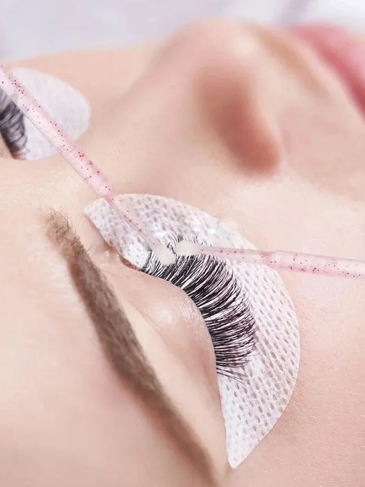 100/500Pcs Crystal Micro Applicator Brush for Eyelash Extension, Micro Cotton Swabs, Lips Mascara Wands Pink Microbrush LAUKISS