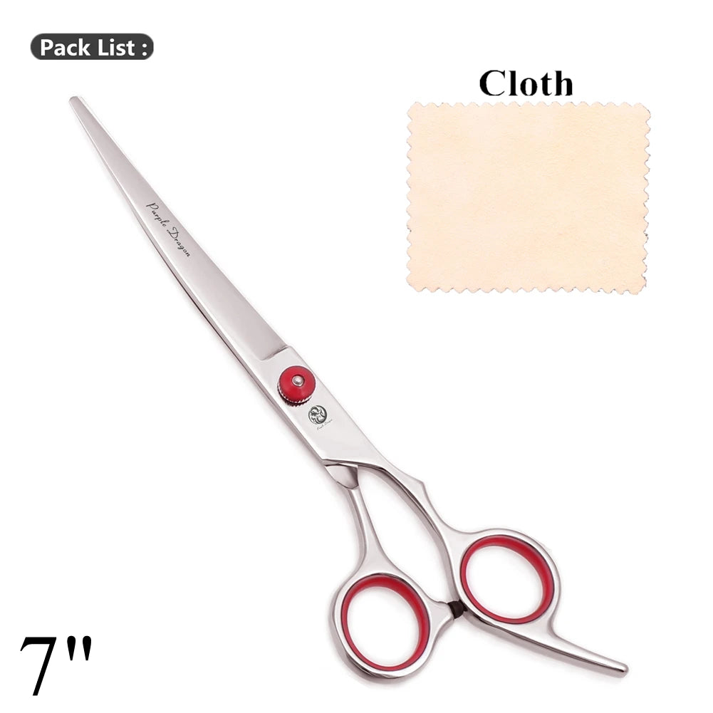Purple Dragon Dog Grooming Scissors 6.5" 7" Straight Scissors Thinning Shears Professional Pets Shears Curved Scissors Z4001