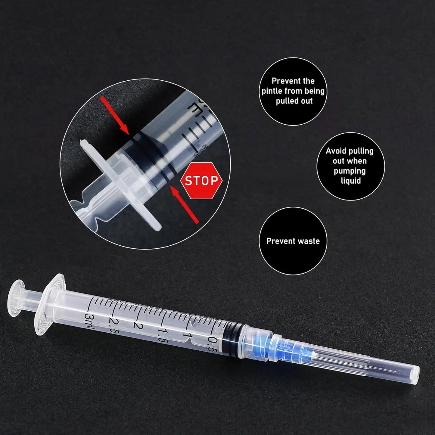 3ml Disposable Luer Lock Syringe, Suitable for Pets and Farm Animals, Industrial Use, Laboratory Dispensing, and Manual Applications