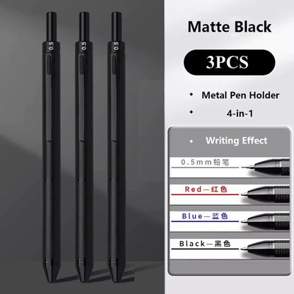 Multifunctional 4-color-in-one gravity-sensing pen metal ballpoint pen/Mechanical Pencil,Black/Red/Blue Ink Oil Signing canetas