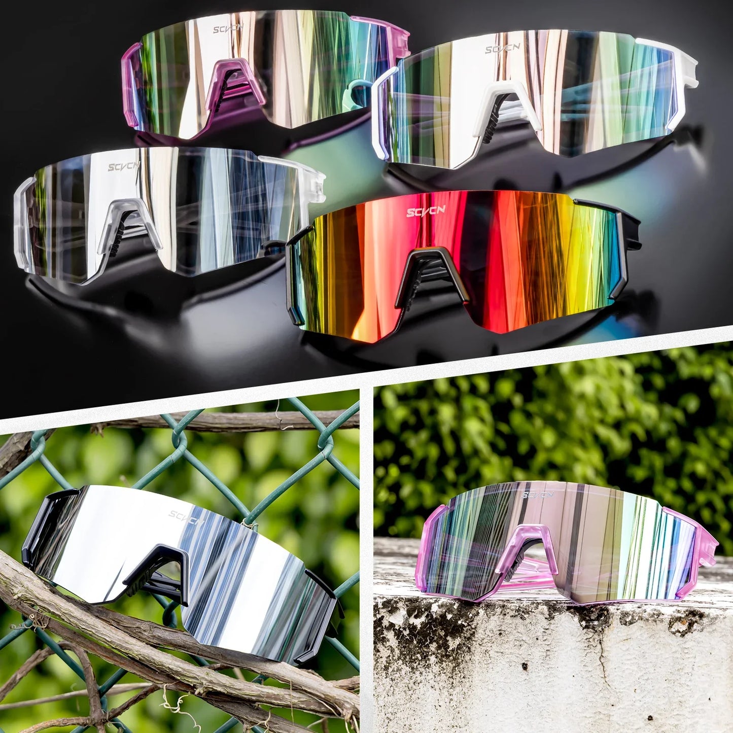 SCVCN Fashion Cycling Glasses Bike Baseball Sunglasses for Men UV400 Sports MTB Outdoor Goggles Bicycle Women Sunglasses Riding