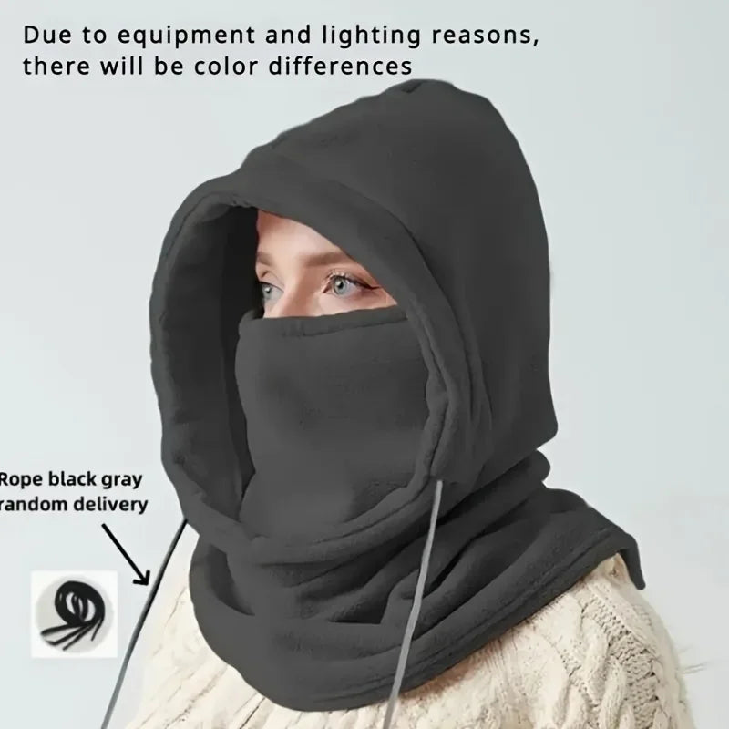 Unisex Winter Balaclava Hat - Windproof Mask with Drawstring, Motorcycle Riding Headwear Warm Winter Hat for Cold Weather