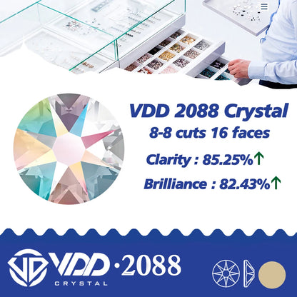 VDD SS16-SS30 High Quality AAAAA 2088 Rhinestones Crystal Flatback 8 Big 8 Small 16cut Stones For DIY Crafts Nail Art Decoration