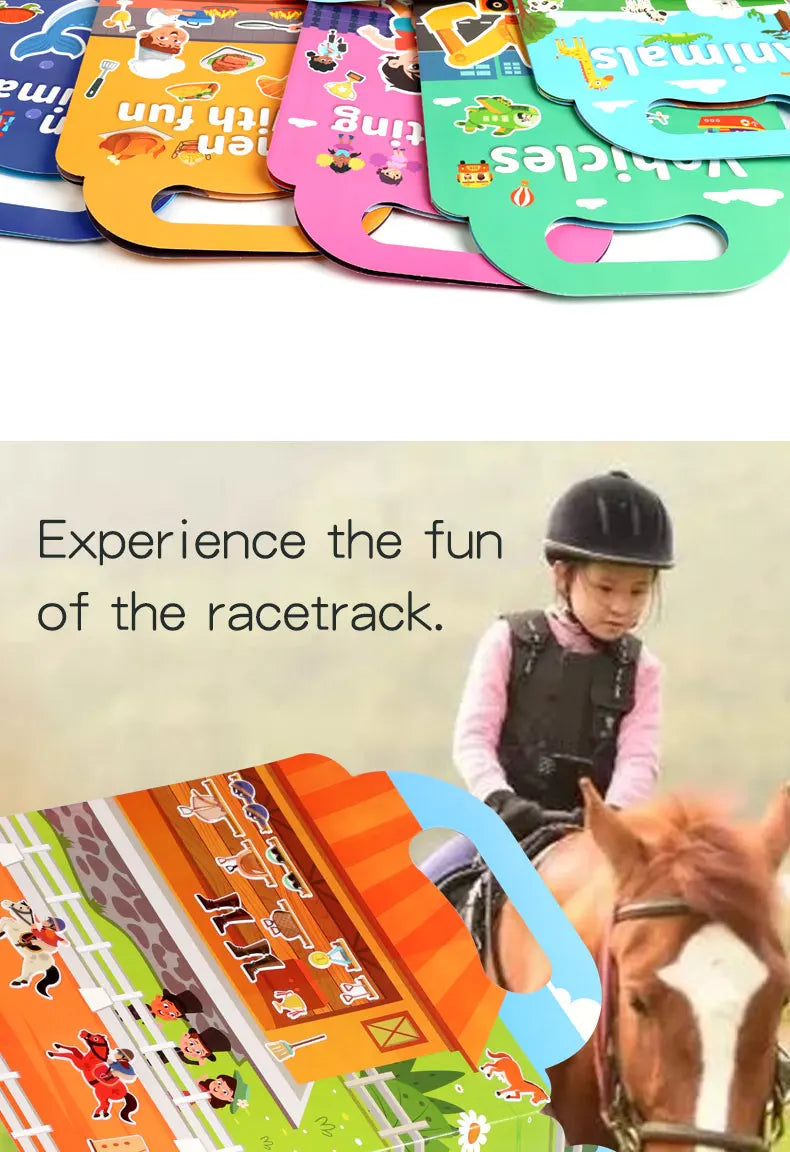 Children DIY Sticker Book Bubble Scene Sticker Jelly Paste Toy Kids Portable Reusable Quiet Busy Paste A Book