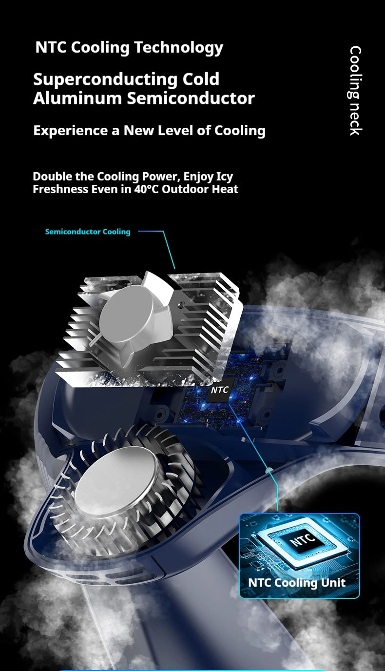 New Neck Air Conditioner Portable Neck Fan Rechargeable Semiconductor Cooling Bladeless Fan Outdoor Personal Fan Wearable Cooler