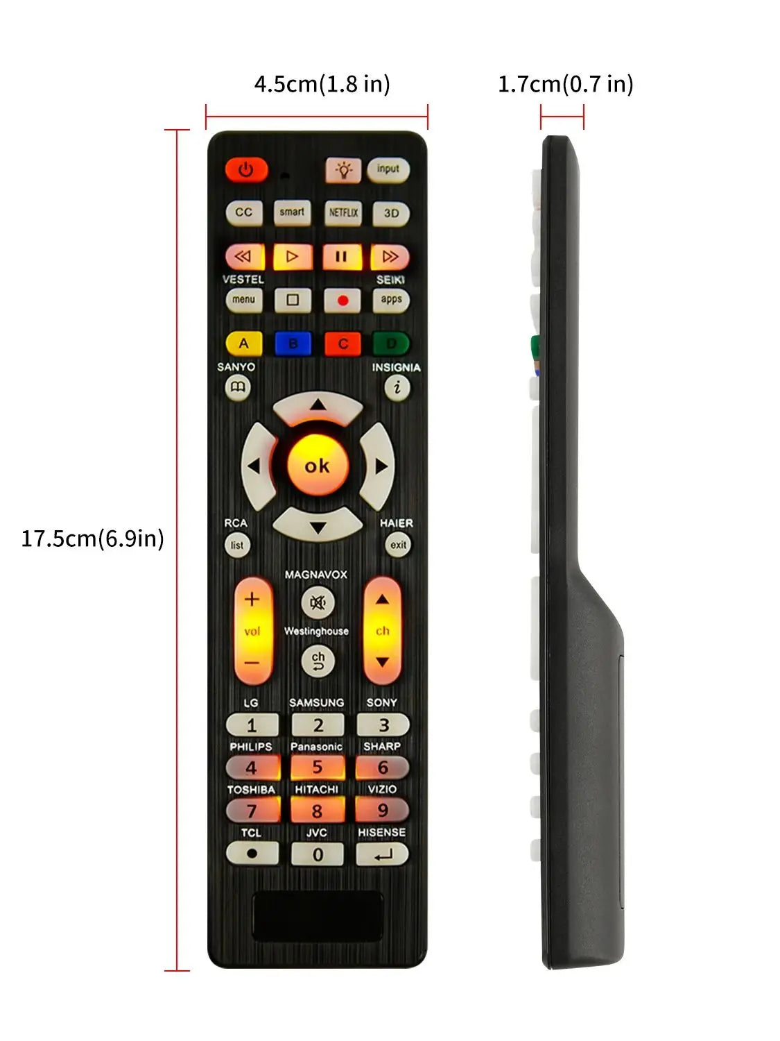 Universal RC-G008 Replcement Remote Control for  All models and brands TV with Light in the night