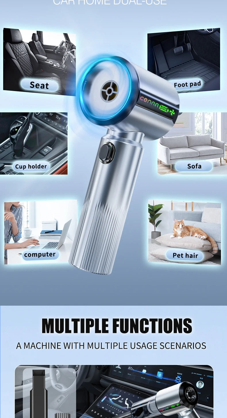 CENRR New Car Vacuum Cleaner Strong Suction Powerful Wireless Portable Car Cleaner for Home Appliance Gift a Birthday Present