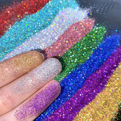50g Extra Fine Glitter Holographic Laser Dazzling Nail Glitter Powder Art Crafts Resin Tumbler Decoration Shiny Flakes Sequins