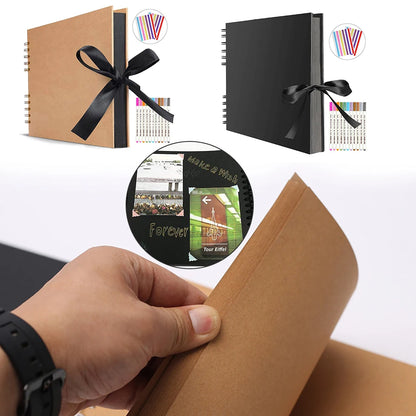 ZK20 80 Sides Black Memory Books DIY Craft Photo Albums Scrapbook Cover Kraft Album For Wedding Anniversary Gifts Memory Books