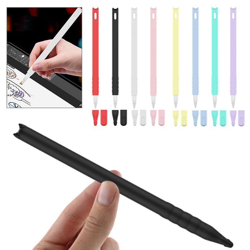 Good quality Cartoon silicone pen case for ApplePencil 2 generation Anti-slip and anti-drop tablet stylus case Solid color Cover