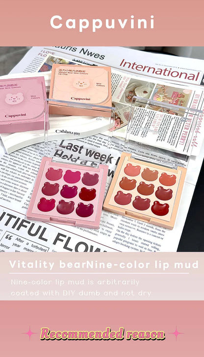 Cappuvini 9 Colors Velvet Lip Mousse - Matte & Natural Finish, Long-Lasting Non-Drying, Cute Bear Design for Youthful Look,