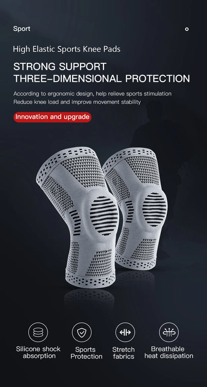 1Pcs Silicone Spring Full Knee Support Patella Medial Support Strong Meniscus Compression Protection For Men Women Running Sport