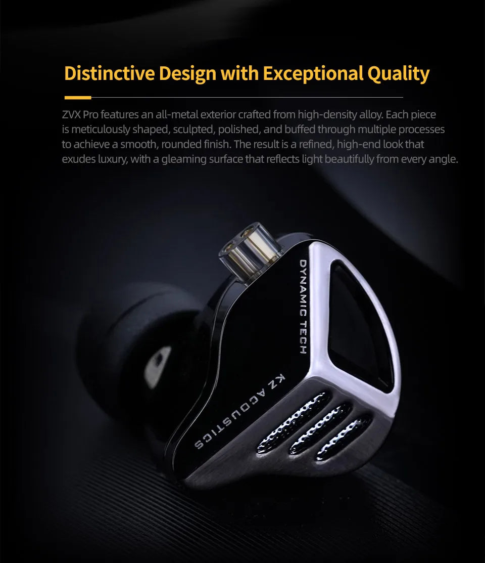 KZ ZVX PRO Dynamic In Ear Earphones HIFI Bass Earbuds Metal Monitor Headphones Sport Noise Cancelling Music Headsets