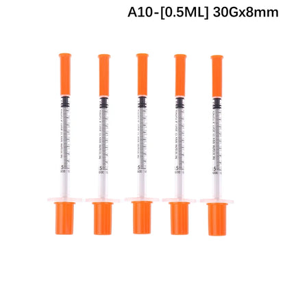 5Pcs 0.3/0.5/1ML Disposable Plastic Veterinary Syringe Orange Cap Sterile Insulin Syringe With Needles For Pet Farm Animal