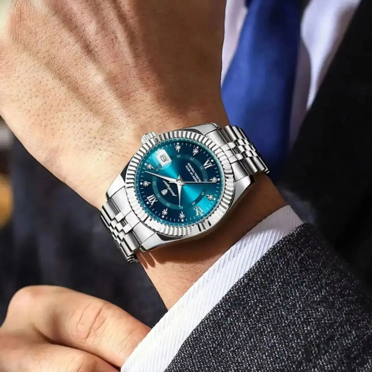POEDAGAR Original Men Wristwatch Waterproof Luminous Date Business Man Clock Stainless Steel Quartz Military Men's Watches Reloj